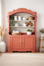 Unieke vintage buffetkast in warme terracotta tint, 100 tot 150 cm, 200 cm of meer, Vintage, electisch, Eikenhout