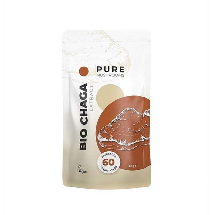 Pure Mushrooms Chaga paddenstoelen Bio – 60 capsules, Sport en Fitness, Gezondheidsproducten en Wellness, Nieuw, Verzenden