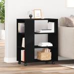 vidaXL Rollend Kastje Zwart Eiken 60x35x75 cm Gelaagd Hout, Huis en Inrichting, Kasten | Overige, Verzenden, Nieuw