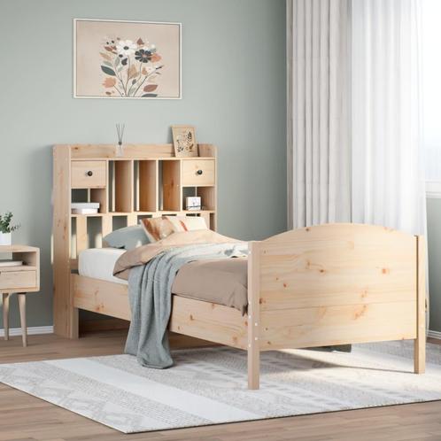 vidaXL Bed met boekenkast zonder matras massief grenenhout, Huis en Inrichting, Slaapkamer | Bedden, Bruin, Nieuw, Hout, Eenpersoons