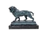 sculptuur, Roaring lion - 20 cm - Brons, Marmer