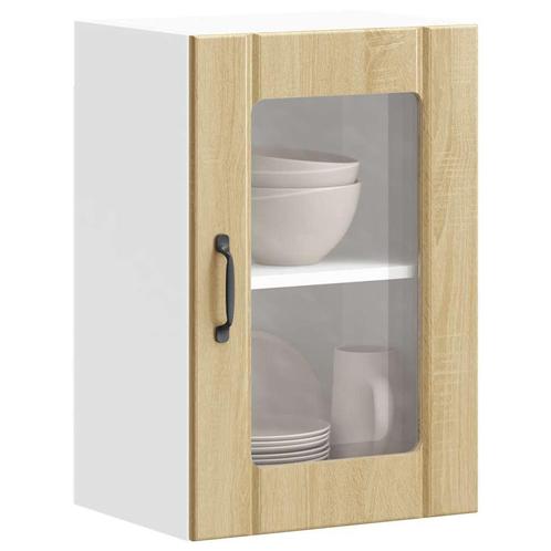 vidaXL Keukenwandkast met glazen deur Lucca sonoma, Huis en Inrichting, Keuken | Keukenelementen, Bruin, Nieuw, Verzenden