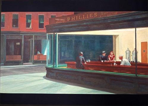 Edward Hopper - “NIGHTHAWKS, 1942”. - Jaren 1940, Antiek en Kunst, Kunst | Tekeningen en Foto's