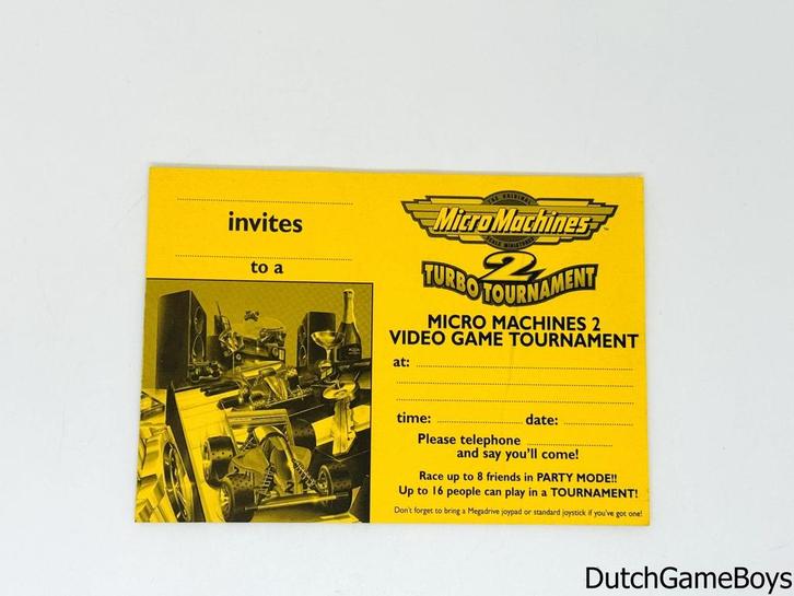 Sega Megadrive - Micro Machines 2 - Turbo Tournament - Invit, Spelcomputers en Games, Games | Sega, Gebruikt, Verzenden