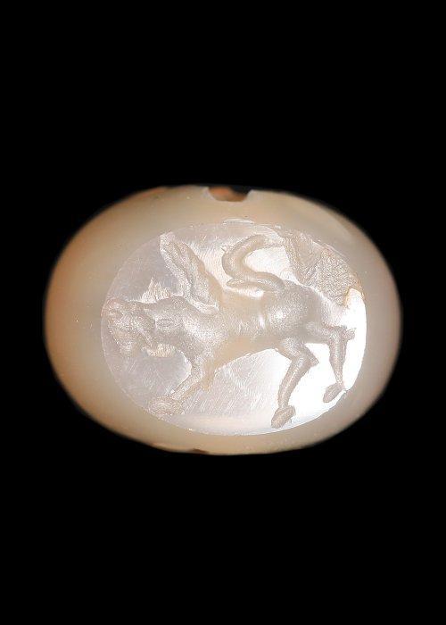 Sasanian Chalcedony Stempelzegel met griffioen (Zonder, Antiek en Kunst, Antiek | Overige Antiek