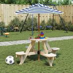 vidaXL Picknicktafel voor 4 kinderen met parasol rond, Tuin en Terras, Verzenden, Nieuw, Hout