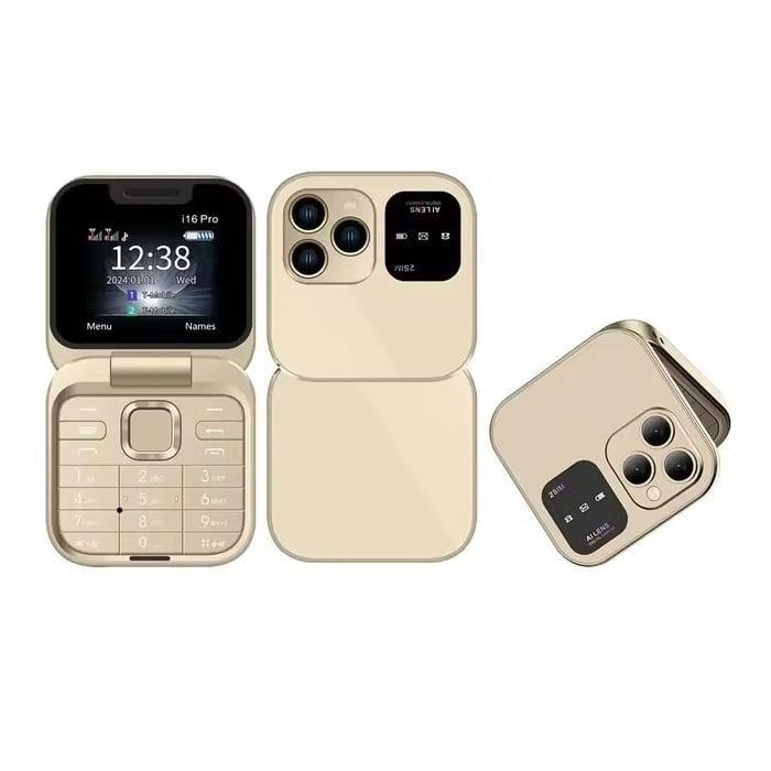I16 Pro Mini Vouwbare Telefoon - 1.77 inch HD Scherm - Dual, Telecommunicatie, Mobiele telefoons | Overige merken, Nieuw, Verzenden