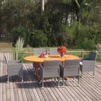 vidaXL 7-delige Tuinset poly rattan grijs, Tuin en Terras, Tuinsets en Loungesets, 6 zitplaatsen, Nieuw, Tuinset, Verzenden