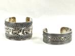 2 Zilveren armbanden 925 met etnische decoraties - Myanmar -