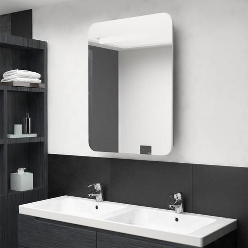 vidaXL Badkamerkast met spiegel en LED 60x11x80 cm wit en, Huis en Inrichting, Tafels | Kaptafels, Nieuw, Verzenden