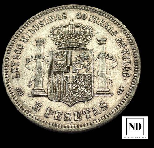 Koninkrijk Spanje. Amadeo I. 5 Pesetas 1871 *18-18 - Madrid, Postzegels en Munten, Munten | Europa | Niet-Euromunten