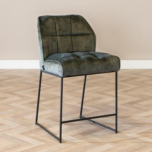 40% Korting: Velvet barkruk Janna groen 70 cm, Huis en Inrichting, Barkrukken, Zo goed als nieuw, Ophalen
