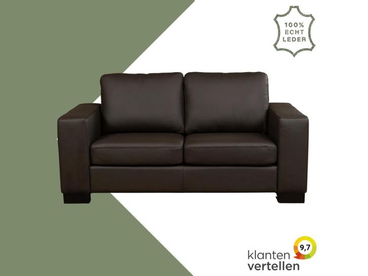 Leren bank Enjoy - 2 zits - Hermes Caffe (donkerbruin) -, Huis en Inrichting, Banken | Bankstellen, 150 tot 200 cm, 75 tot 100 cm