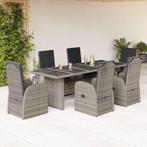 vidaXL 7-delige Tuinset met kussens poly rattan grijs, Tuin en Terras, Tuinsets en Loungesets, Verzenden, Nieuw, Rotan, Tuinset