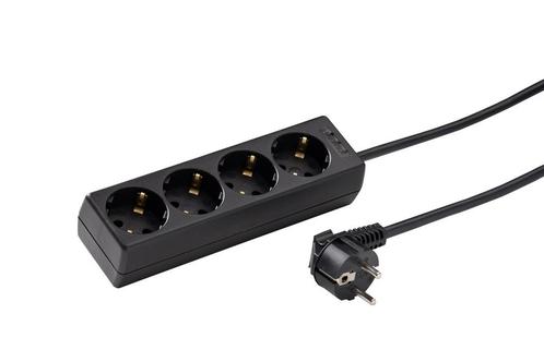 Martin Kaiser 4-weg haakse contactdoos met 1,5m kabel zwart, Doe-het-zelf en Verbouw, Elektra en Kabels, Overige typen, Nieuw