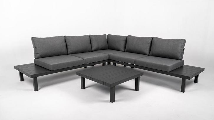Hoek Loungeset - Cuba - Aluminium - Datho  - Donkergrijs, Tuin en Terras, Tuinsets en Loungesets, Verzenden