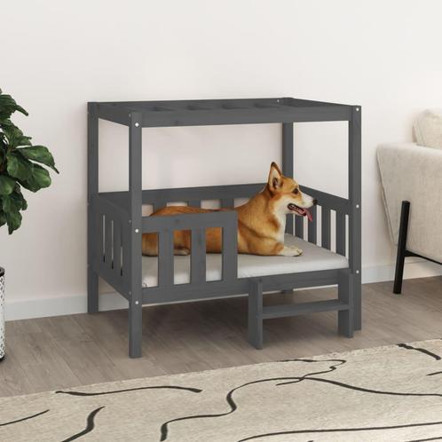 vidaXL Hondenmand 95,5x73,5x90 cm massief grenenhout grijs, Dieren en Toebehoren, Honden-accessoires, Nieuw, Verzenden