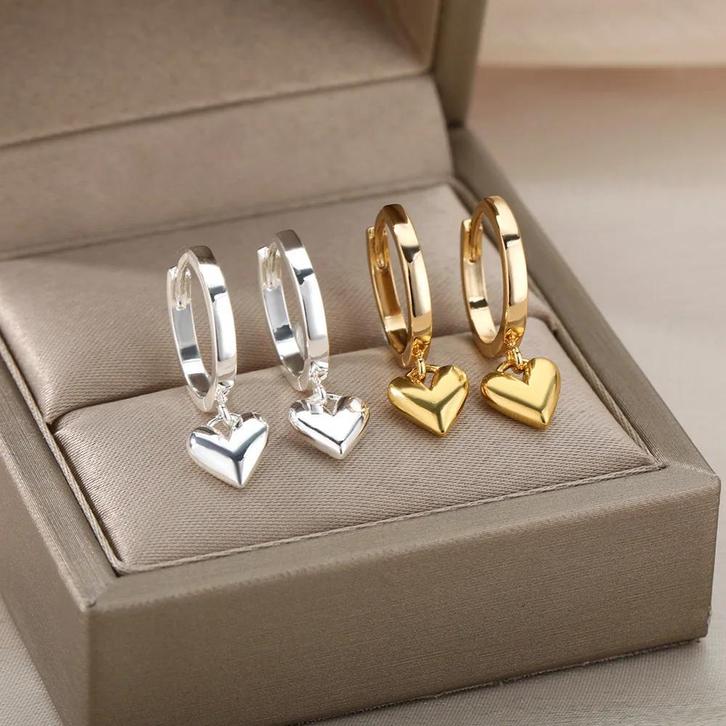 RVS Hart Oorbellen voor Dames – Vintage Gouden Kleur Hart O, Sieraden, Tassen en Uiterlijk, Oorbellen, Nieuw, Verzenden