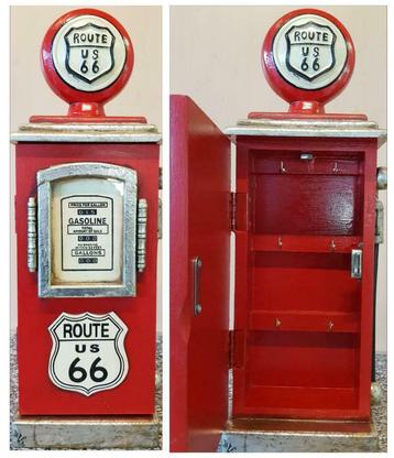 Sleutelkasten van hout diverse soorten benzinepomp Route 66 beschikbaar voor biedingen