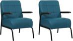 Blauwe leren industriële retro stoel  - Toledo Leer Turquois, Nieuw, Leer, Ophalen of Verzenden