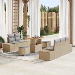 vidaXL 8-delige tuinset met kussens in beige, van poly, Verzenden, Nieuw, Rotan, Tuinset