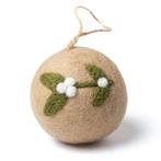 Kerstbal Vilt - Mistletoe Enkel Large - Beige/Groen/Wit - 8c, Diversen, Kerst, Nieuw, Ophalen of Verzenden