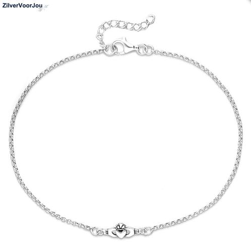 925 Zilveren claddagh enkelketting, Sieraden, Tassen en Uiterlijk, Enkelbandjes en Enkelkettinkjes, Nieuw, Verzenden