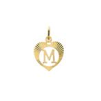 Gouden hart hanger met de letter M (kettinghanger, geelgoud), Ophalen of Verzenden, Gebruikt, Goud, Overige merken