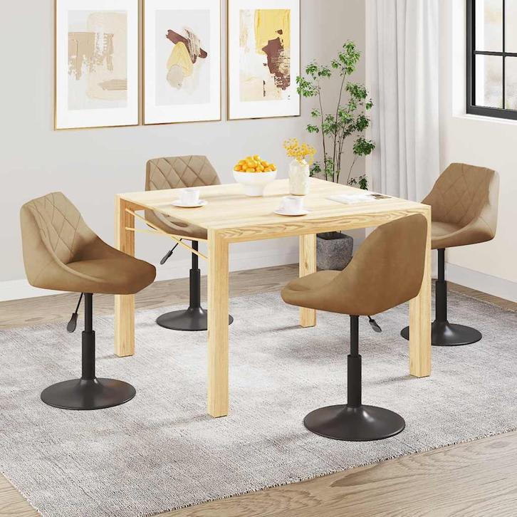 vidaXL Eetkamerstoelen draaibaar 4 st fluweel bruin, Huis en Inrichting, Stoelen, Bruin, Nieuw, Verzenden