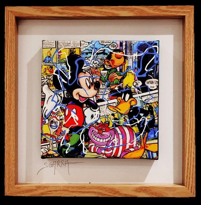 SGARRA - Mickey Gaston Lagaffe et daffy et ses copains, Antiek en Kunst, Kunst | Schilderijen | Modern