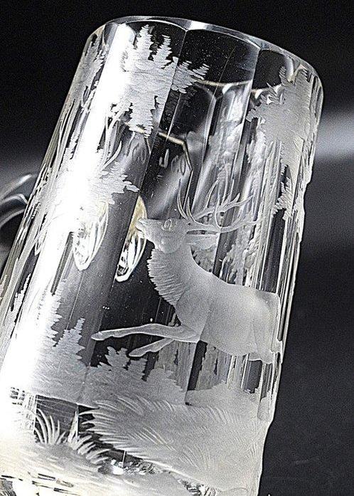 Moser & Söhne Antique Engraved Glass Goblet 1860 - Bokaal -, Antiek en Kunst, Antiek | Glas en Kristal