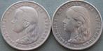 Nederland. Wilhelmina. 1 Gulden 1892 en 1897 (Zonder