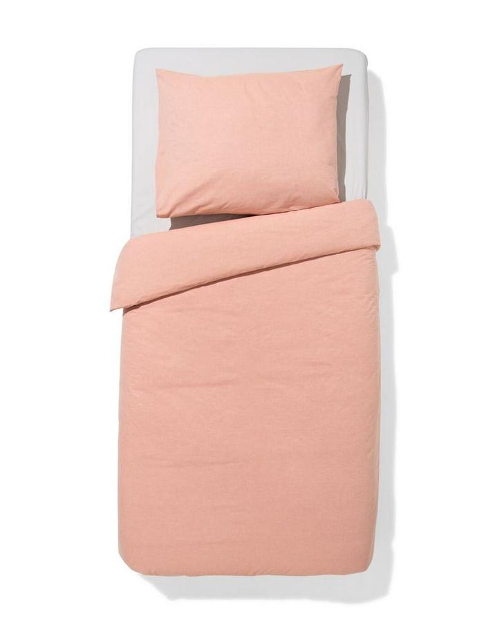 HEMA Dekbedovertrek 140x200/220cm chambray oranjerood, Huis en Inrichting, Slaapkamer | Beddengoed, Nieuw, Verzenden