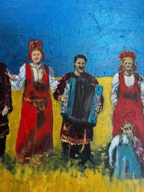 E. Kuipers - Volksdans in Oekraïne, Antiek en Kunst, Kunst | Schilderijen | Modern