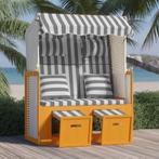 vidaXL Strandstoel met kussens poly rattan en hout wit en, Verzenden, Nieuw