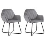 vidaXL Eetkamerstoelen 2 st fluweel grijs, Huis en Inrichting, Stoelen, Verzenden, Nieuw, Grijs