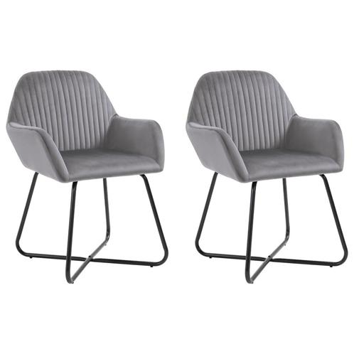 vidaXL Eetkamerstoelen 2 st fluweel grijs, Huis en Inrichting, Stoelen, Grijs, Nieuw, Verzenden