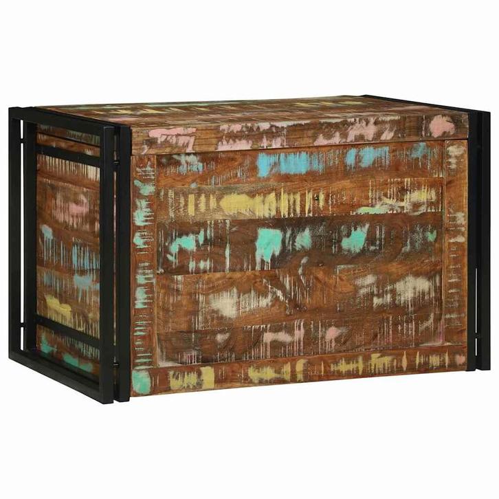 vidaXL Opslagdoos Bruin en zwart 80 x 50 x 50 cm Gerecycled, Huis en Inrichting, Woonaccessoires | Kisten, Nieuw, Verzenden