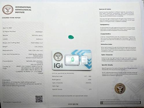 Zonder Minimumprijs - 1 pcs Groen Smaragd - 1.08 ct -, Sieraden, Tassen en Uiterlijk, Edelstenen