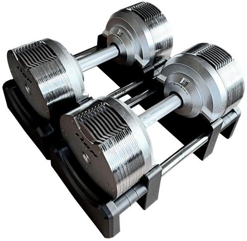 LION TITANSILVER Verstelbare Dumbbells 4 t/m 32,5 kilogram, Sport en Fitness, Fitnessmaterialen, Armen, Benen, Borst, Buik, Rug