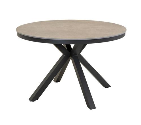 Ronde Tuintafel Davos Ø118 cm Keramisch Glas Lesli Living, Tuin en Terras, Tuintafels, Nieuw, Verzenden