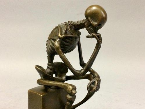 sculptuur, De Denker als skelet - 15 cm - Brons, Antiek en Kunst, Curiosa en Brocante