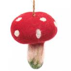 Vilten hanger Paddenstoel rood met witte stippen - 7,5cm NIE, Ophalen of Verzenden, Nieuw