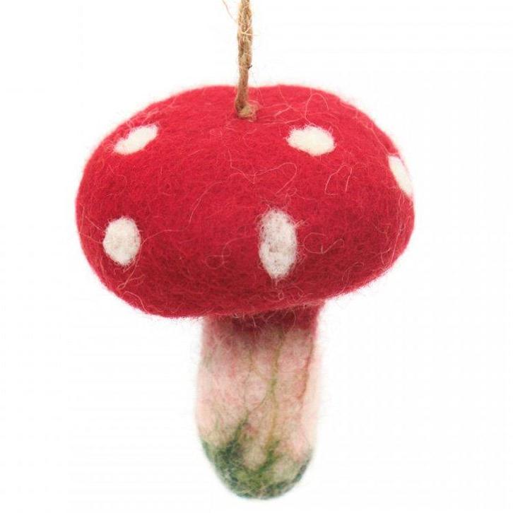 Vilten hanger Paddenstoel rood met witte stippen - 7,5cm NIE, Kinderen en Baby's, Kinderkamer | Inrichting en Decoratie, Nieuw