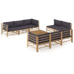 vidaXL 9-delige Loungeset met donkergrijze kussens bamboe, Verzenden, Nieuw, Hout, Loungeset