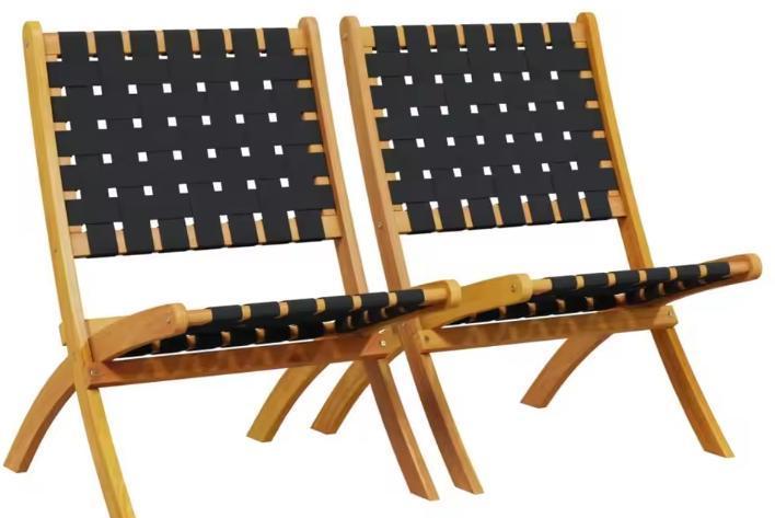 2 Opvouwbare Tuinstoelen – Acaciahout en Olefin Zitting, Tuin en Terras, Tuinstoelen, Nieuw, Verzenden