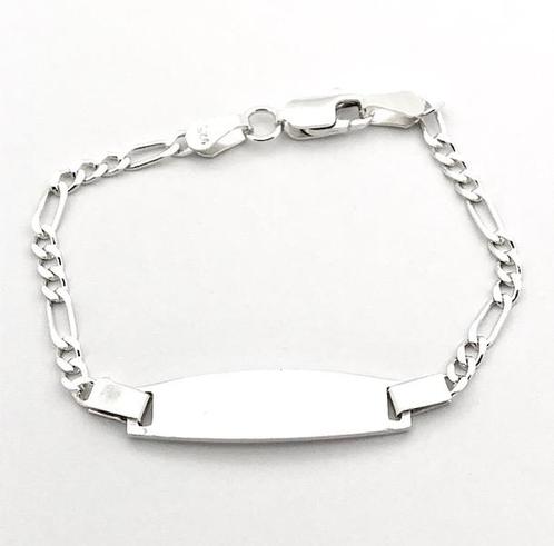 Zilveren Kinder naamplaat armband | 14,5 cm, Sieraden, Tassen en Uiterlijk, Armbanden, Zilver, Gebruikt, Zilver, Verzenden