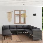 vidaXL 9-delige Loungeset met kussens poly rattan grijs, Verzenden, Nieuw, Rotan, Loungeset