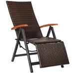 Wicker tuinstoel opklapbaar met aluminium frame en voetsteun, Tuin en Terras, Tuinsets en Loungesets, Verzenden, Nieuw