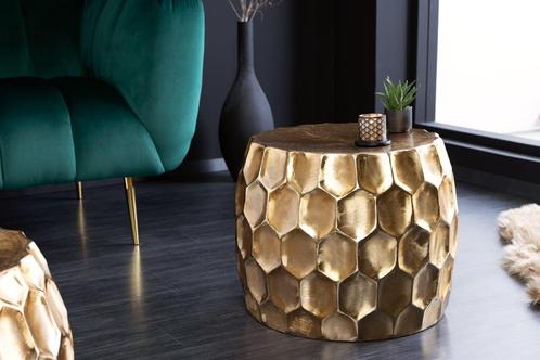 Design bijzettafel ORGANIC ORIENT 55cm goud metaal gehamerd, Huis en Inrichting, Tafels | Sidetables, Ophalen of Verzenden